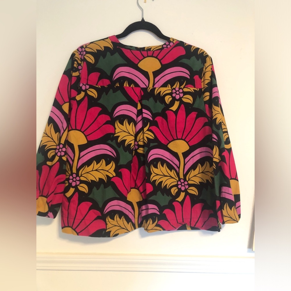 J. Crew Open V-neck cotton poplin top in Ratti® grandi fiori Women’s Size Large